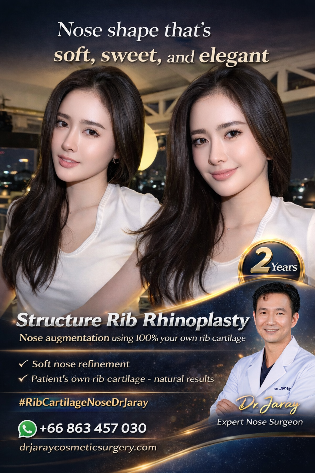 Soft, Balanced, and Naturally Refined — Structure Rib Rhinoplasty