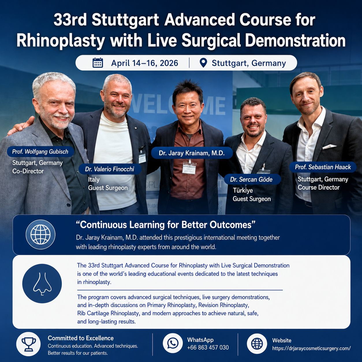 Dr. Jaray Krainam, MD Continues Advancing Expertise Through International Rhinoplasty Education