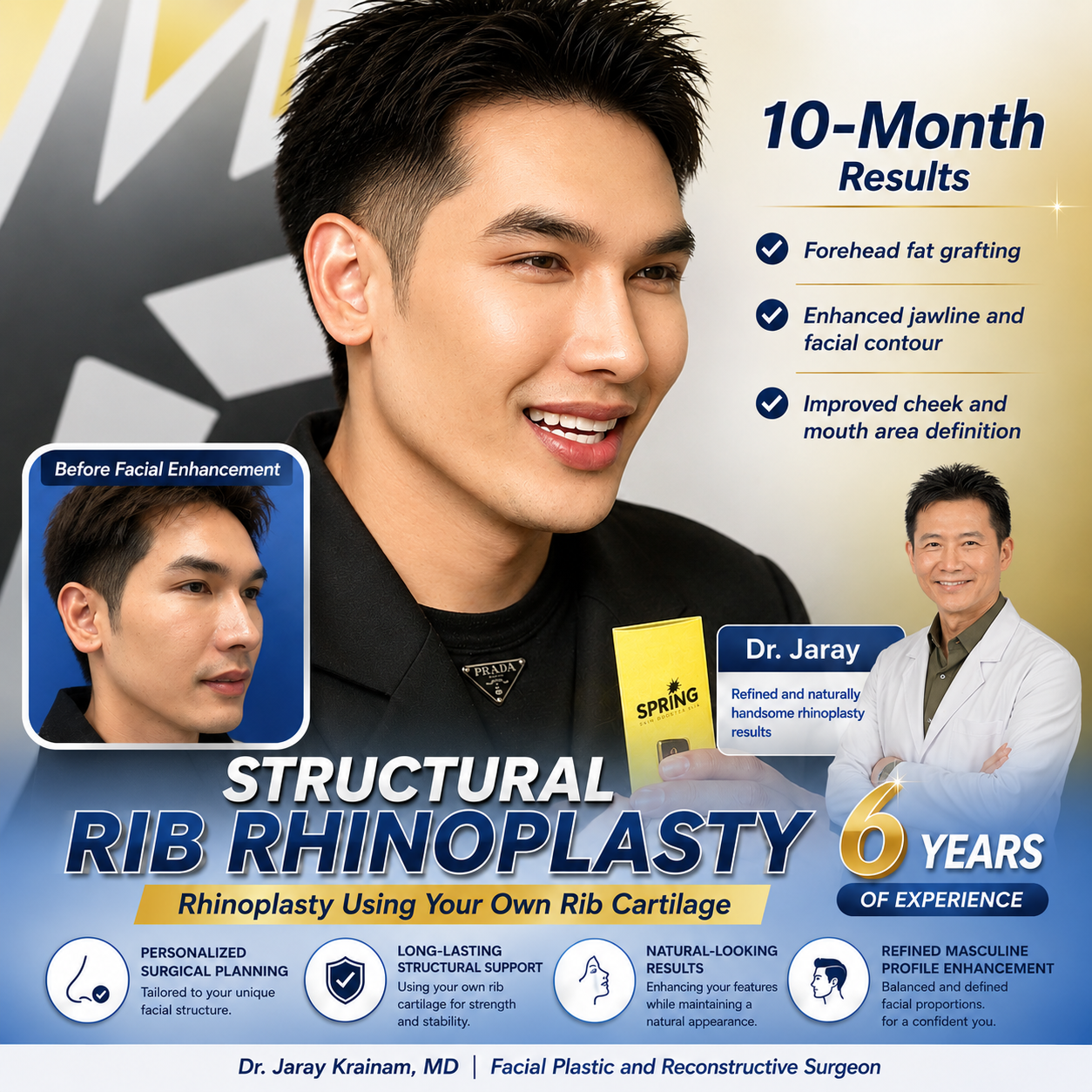 Advanced Structural Rib Rhinoplasty in Thailand with Dr. Jaray Krainam, MD