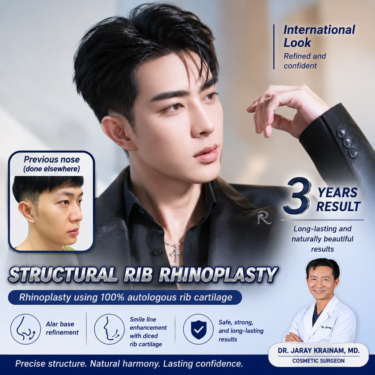 Advanced Structural Rib Rhinoplasty in Thailand with Dr. Jaray Krainam, MD